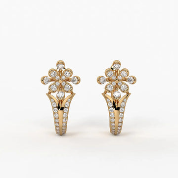 Florisse Round Diamond Bloom Hoop Earrings