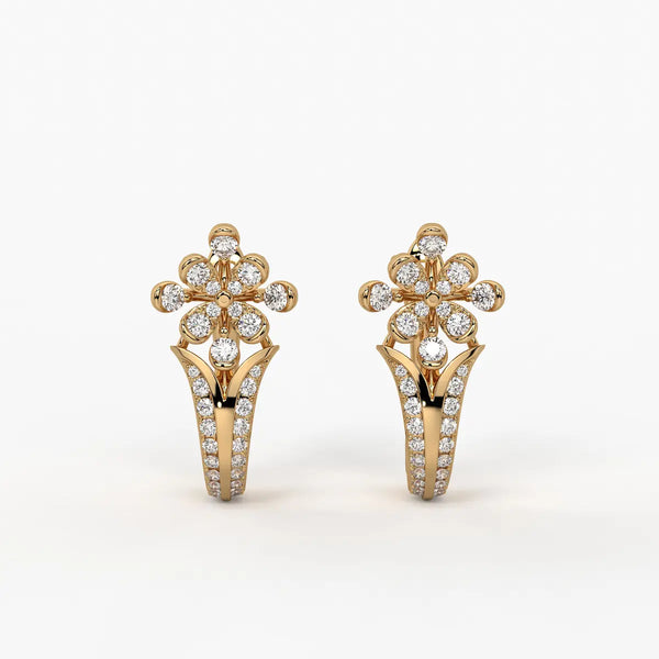 Florisse Round Diamond Bloom Hoop Earrings