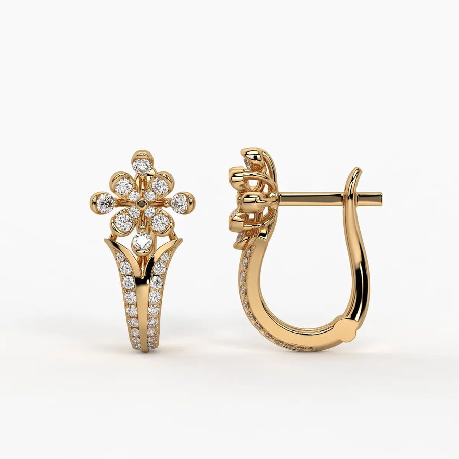 Florisse Round Diamond Bloom Hoop Earrings