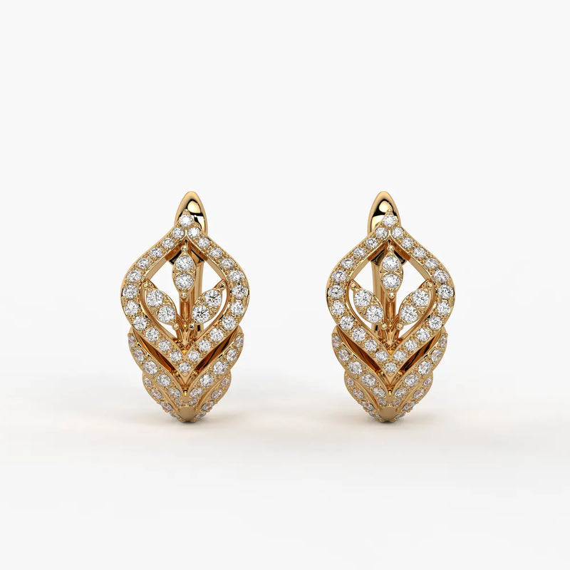 Verdelle Round Diamond Leafline Earrings