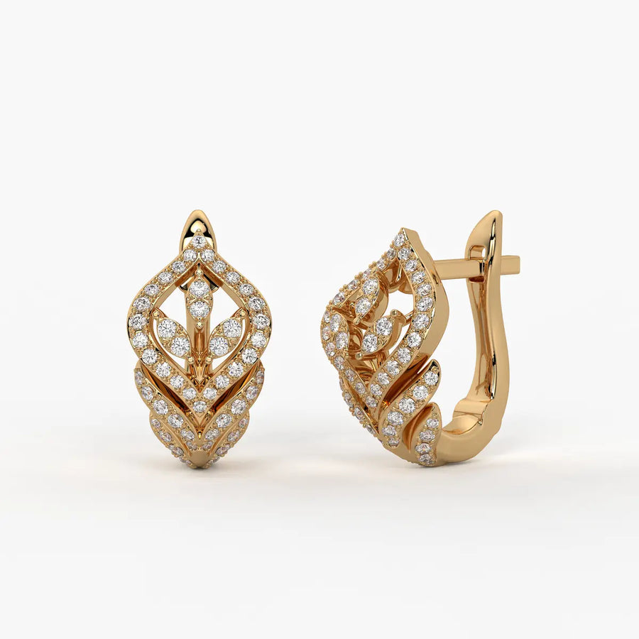 Verdelle Round Diamond Leafline Earrings