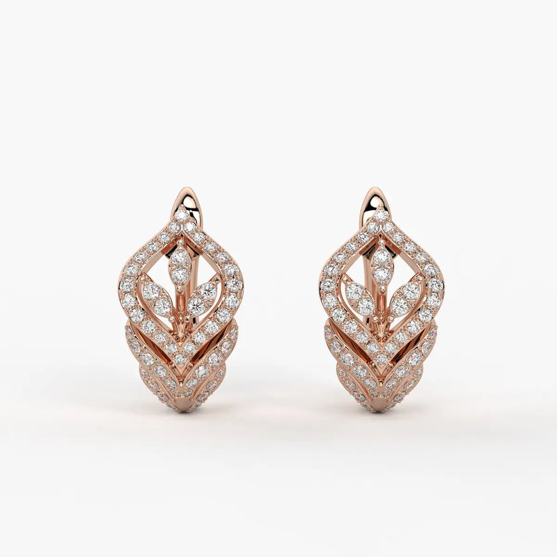 Verdelle Round Diamond Leafline Earrings