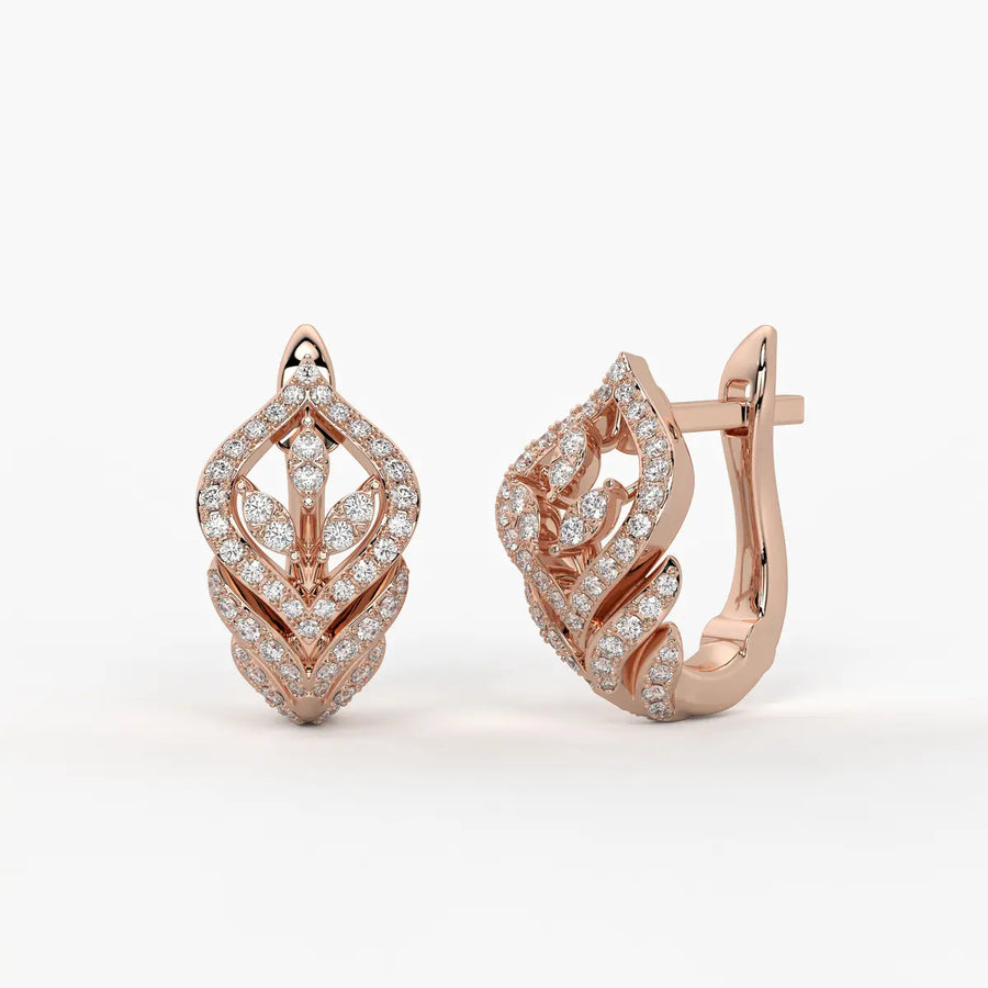 Verdelle Round Diamond Leafline Earrings