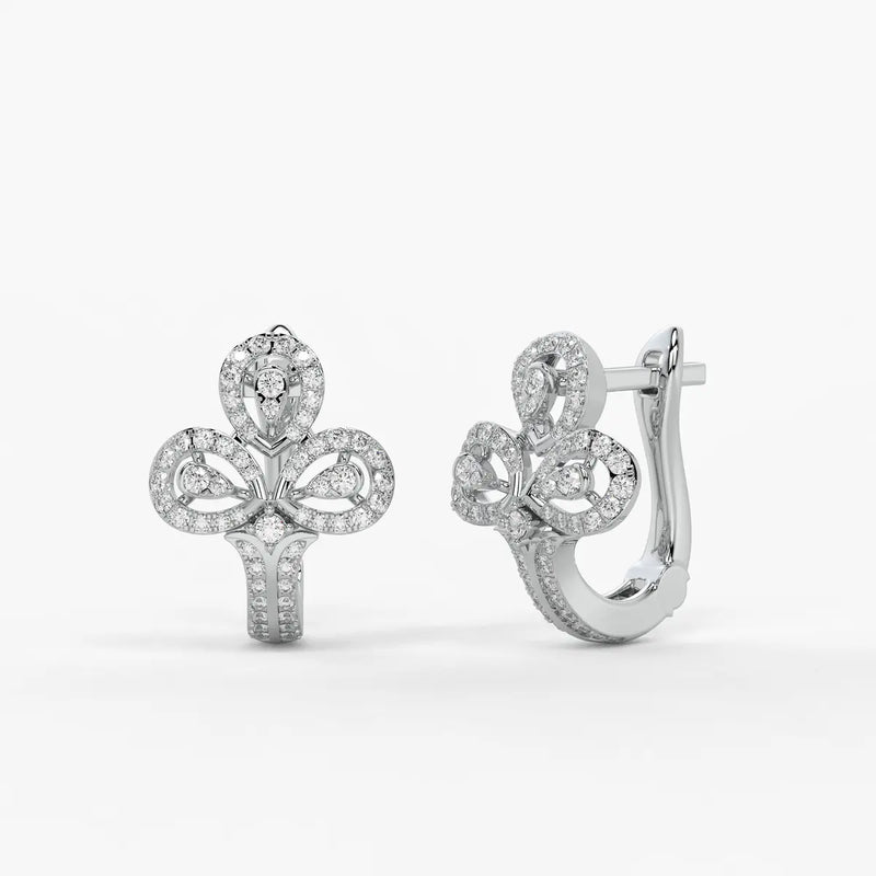 Trivella Round Diamond Petal Crest Earrings