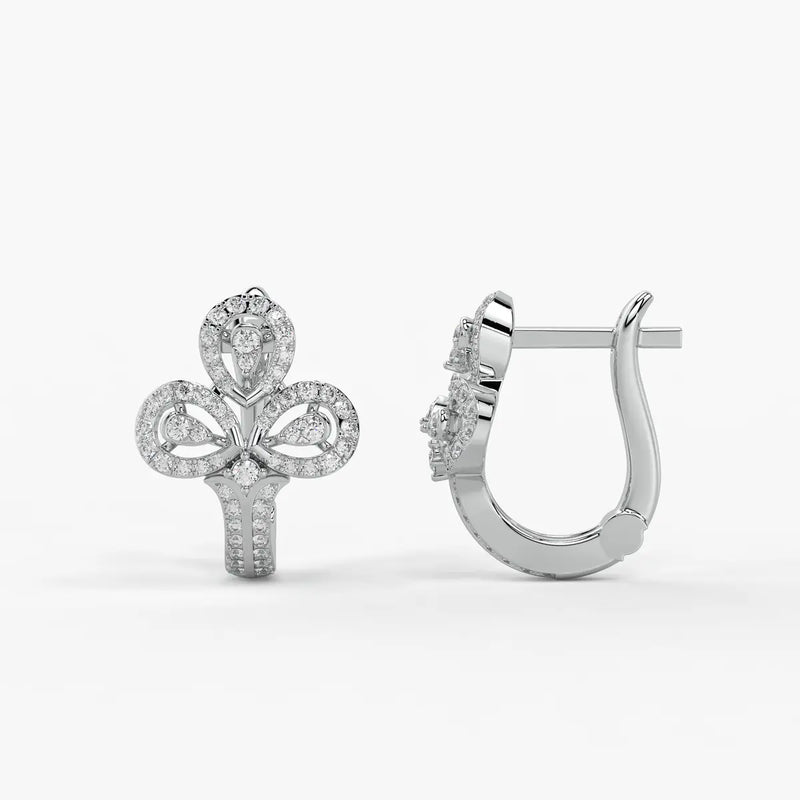 Trivella Round Diamond Petal Crest Earrings
