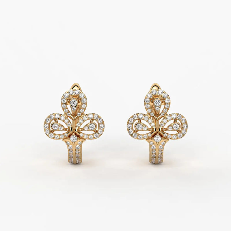 Trivella Round Diamond Petal Crest Earrings