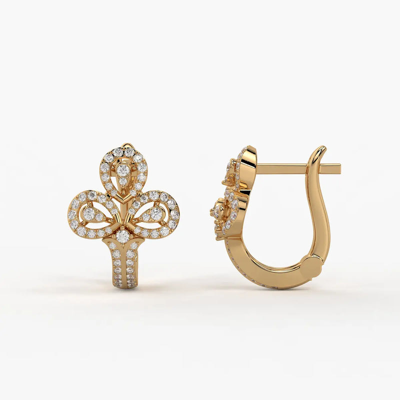 Trivella Round Diamond Petal Crest Earrings