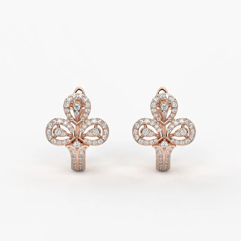 Trivella Round Diamond Petal Crest Earrings