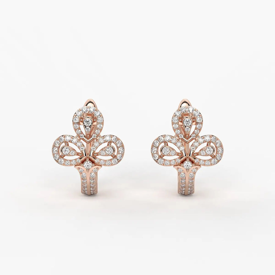 Trivella Round Diamond Petal Crest Earrings