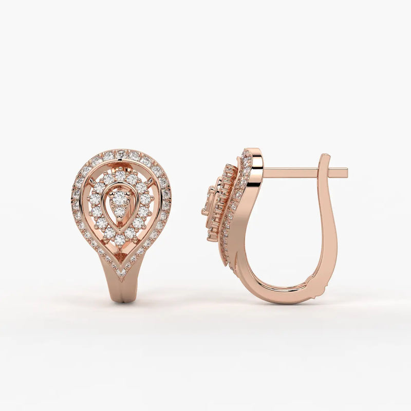 Lumera Round Diamond Teardrop Crest Earrings