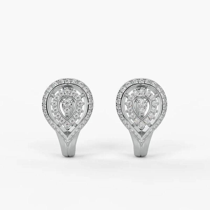 Lumera Round Diamond Teardrop Crest Earrings