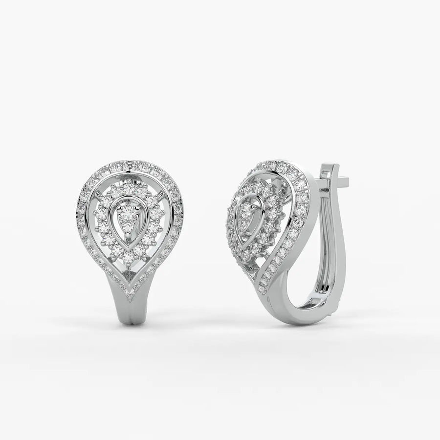 Lumera Round Diamond Teardrop Crest Earrings
