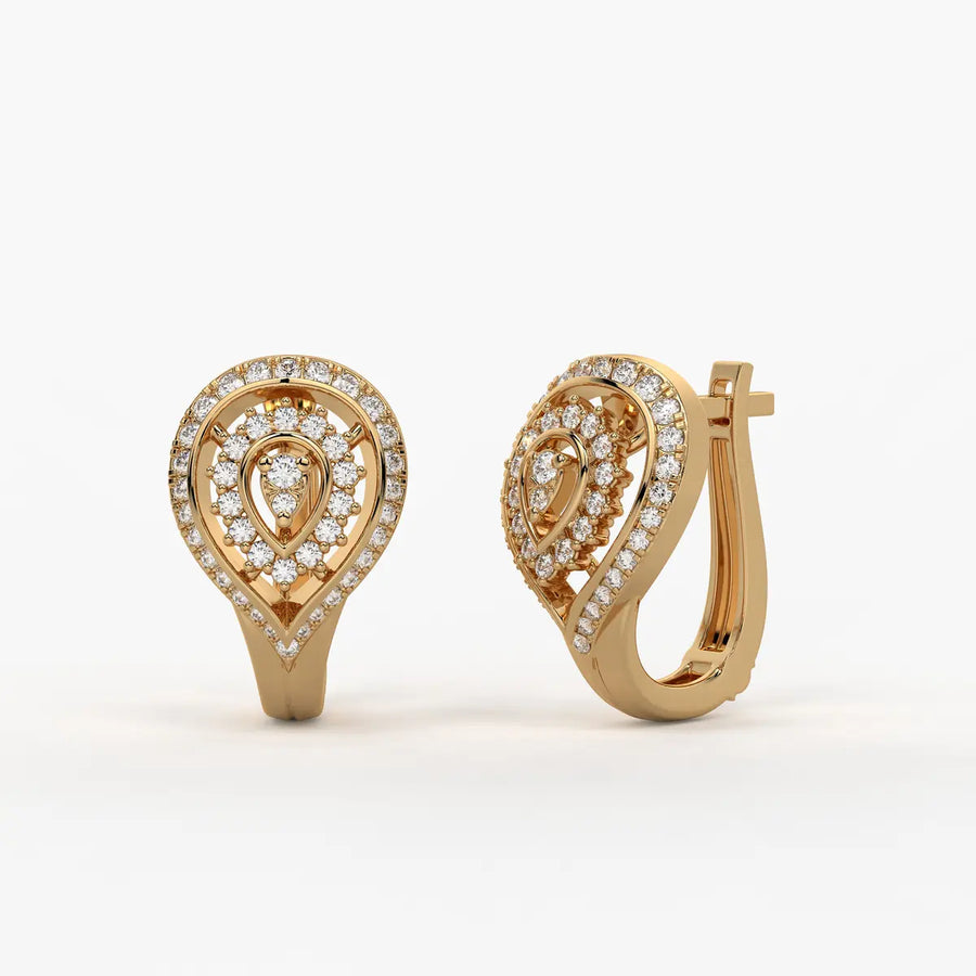 Lumera Round Diamond Teardrop Crest Earrings