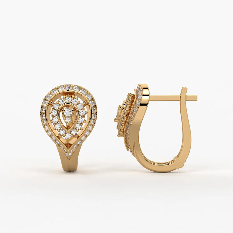 Lumera Round Diamond Teardrop Crest Earrings