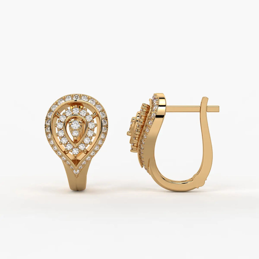Lumera Round Diamond Teardrop Crest Earrings