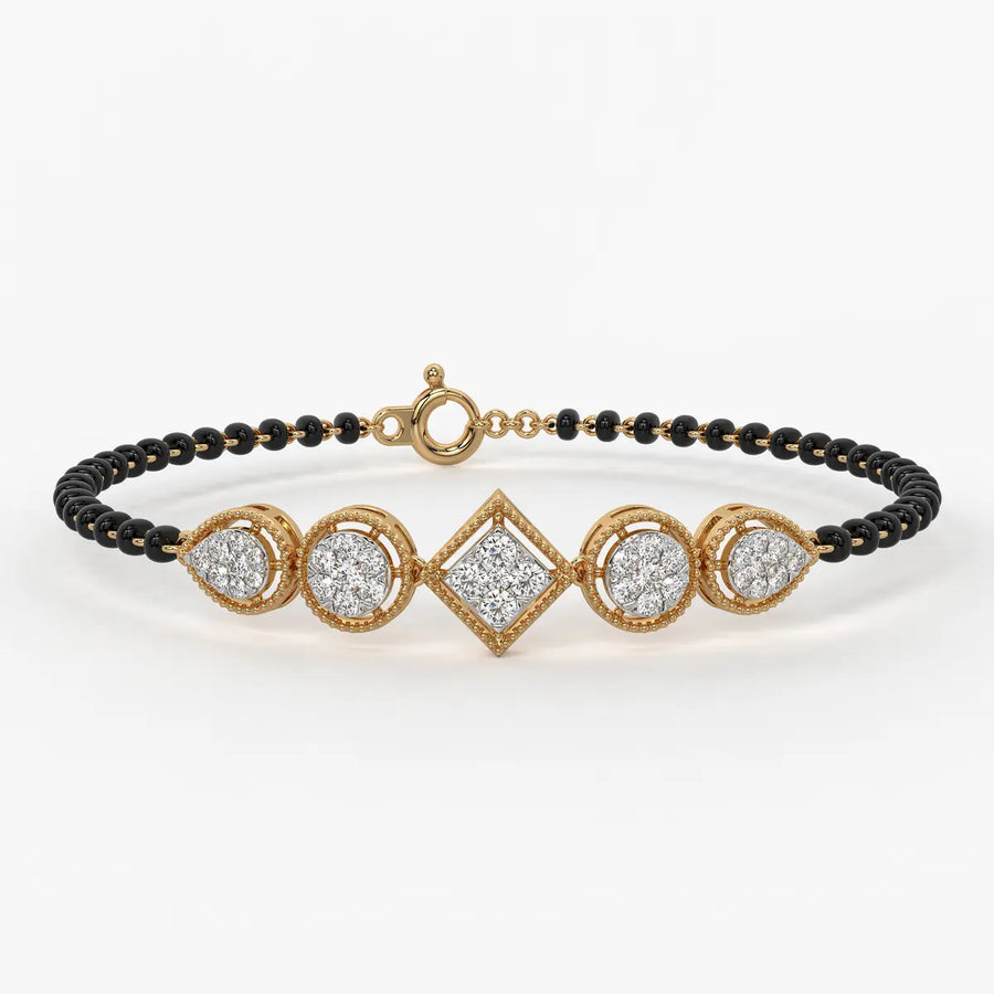 Teardrop and Square Mangalsutra Bracelet