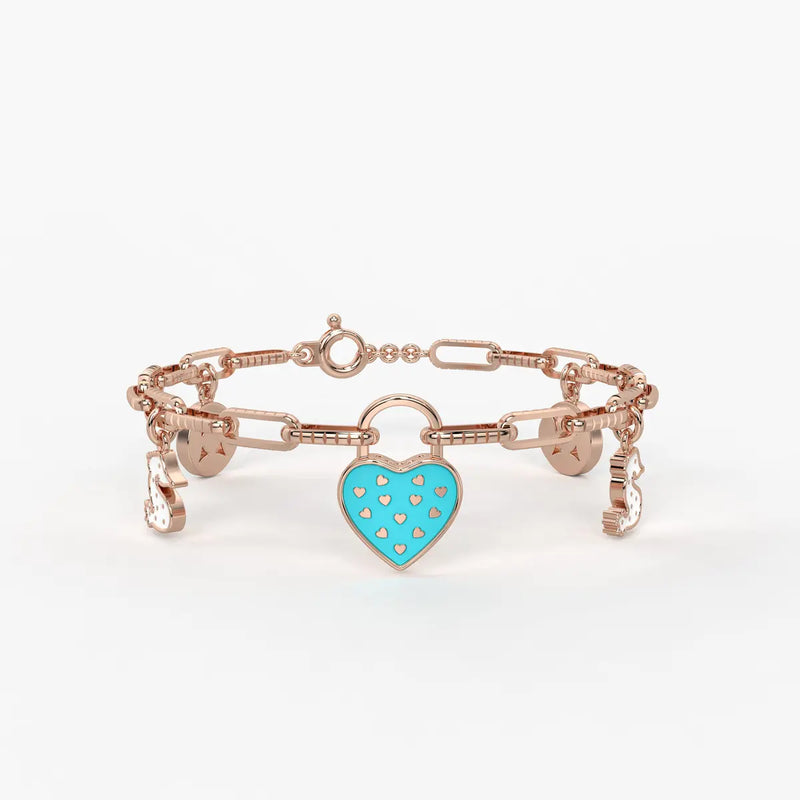 Sweetheart Charm Lock Story Bracelet
