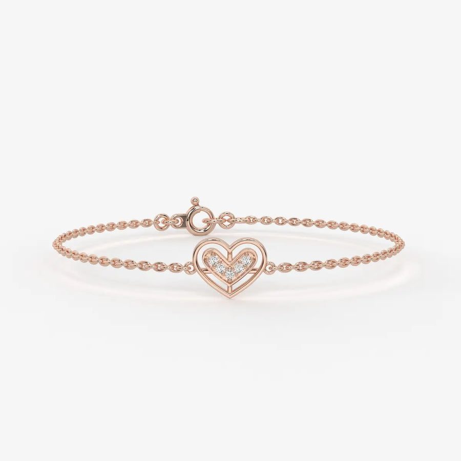 VivaVow Round Diamond Heartline Bracelet