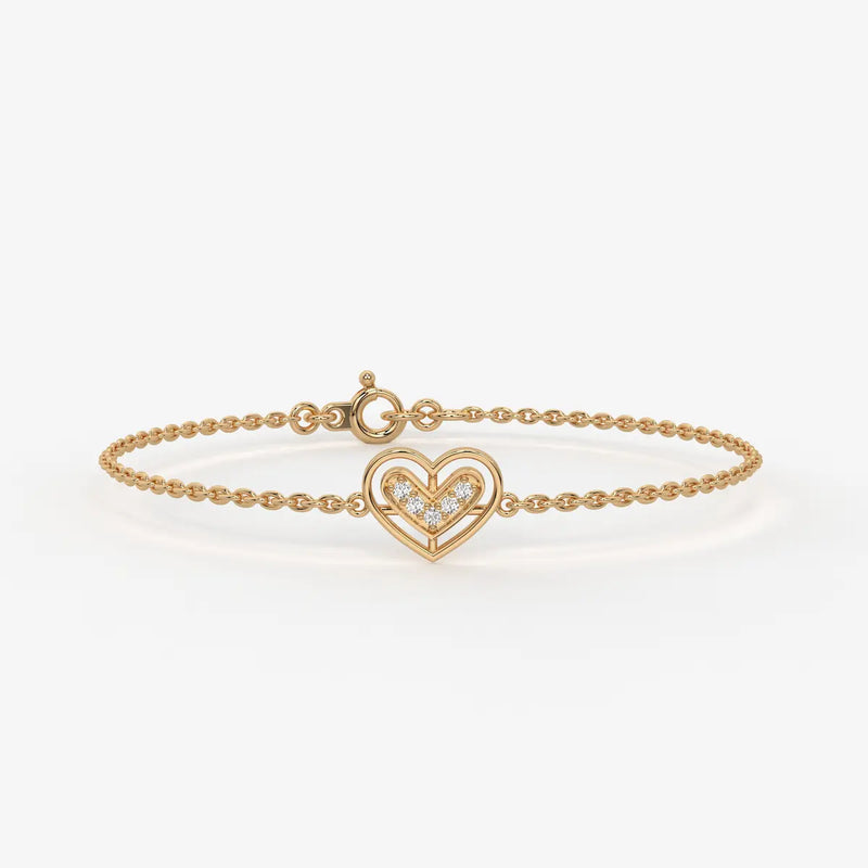 VivaVow Round Diamond Heartline Bracelet