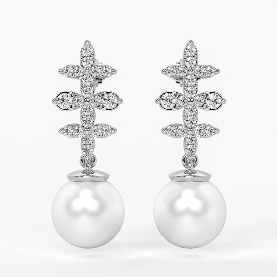 Floral Cross Drop Earrings