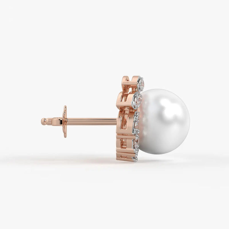 Pearl Leaf Cluster Stud Earrings