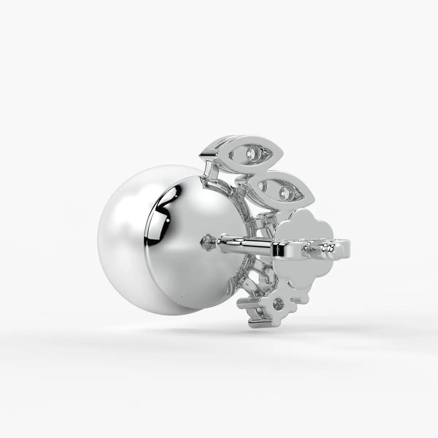 Pearl Leaf Cluster Stud Earrings