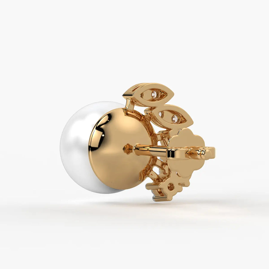 Pearl Leaf Cluster Stud Earrings
