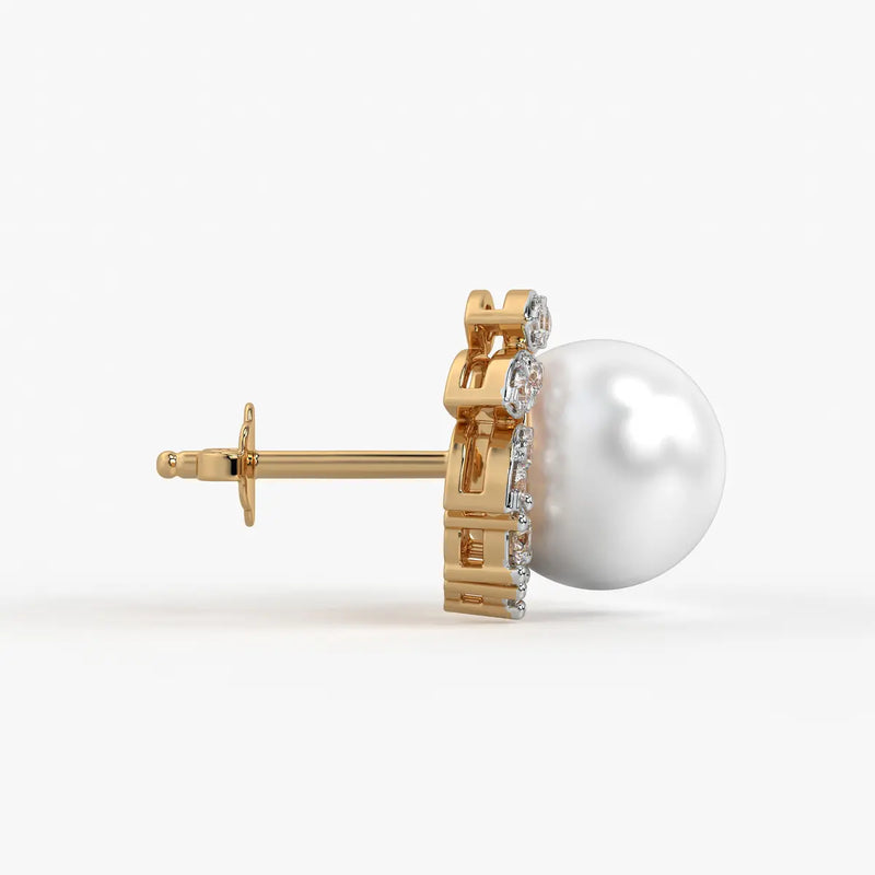 Pearl Leaf Cluster Stud Earrings
