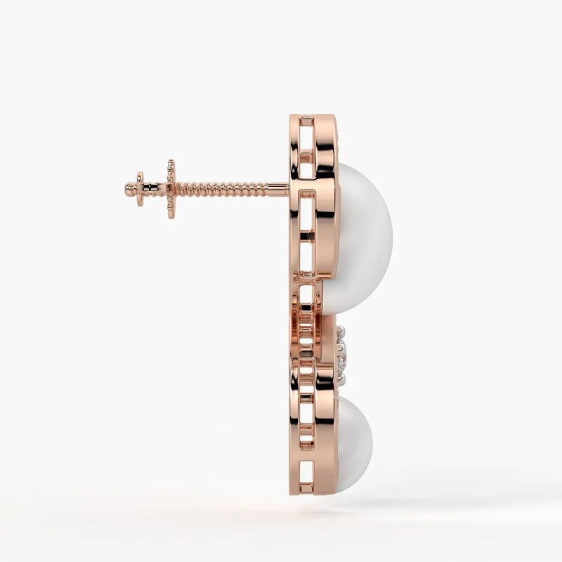 S-Curve Pearl Stud Earrings