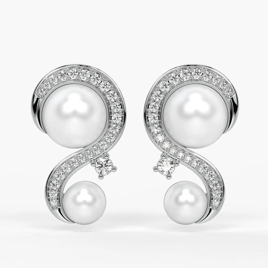 S-Curve Pearl Stud Earrings
