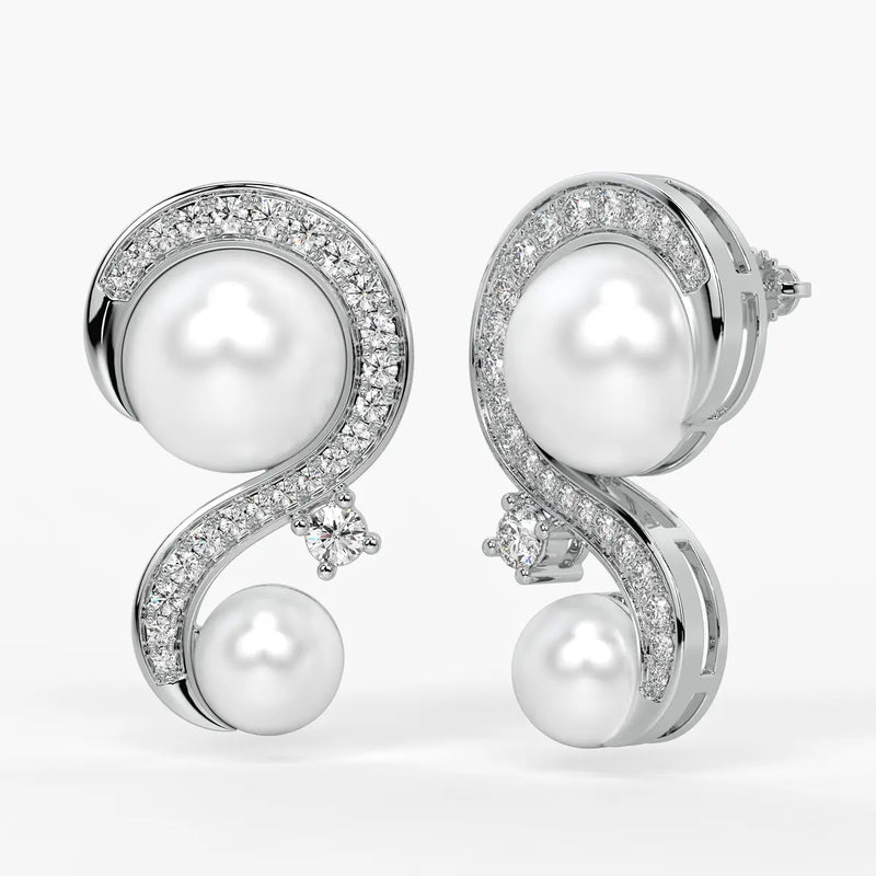 S-Curve Pearl Stud Earrings