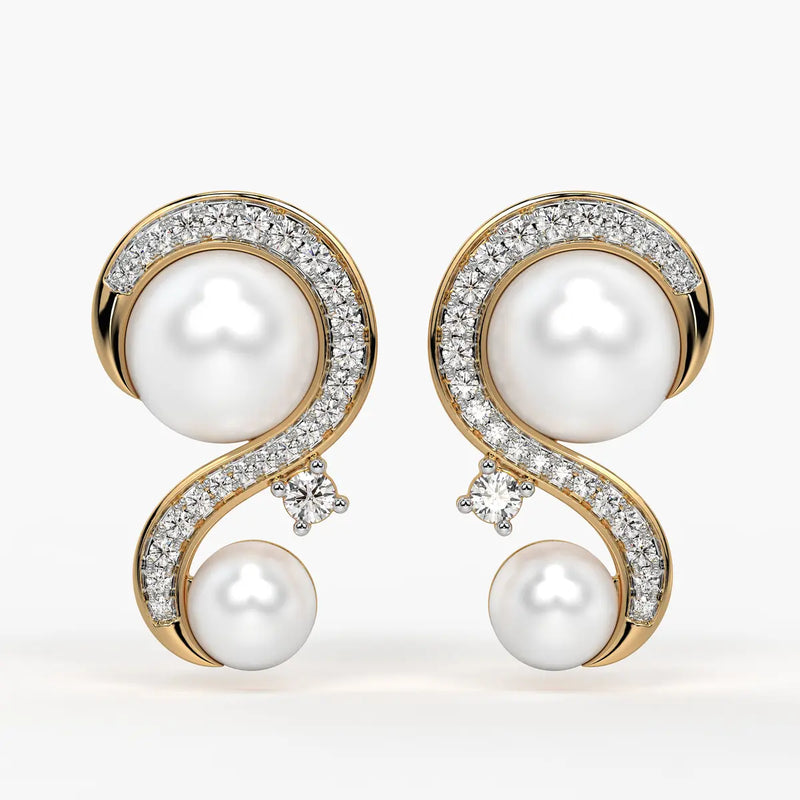 S-Curve Pearl Stud Earrings