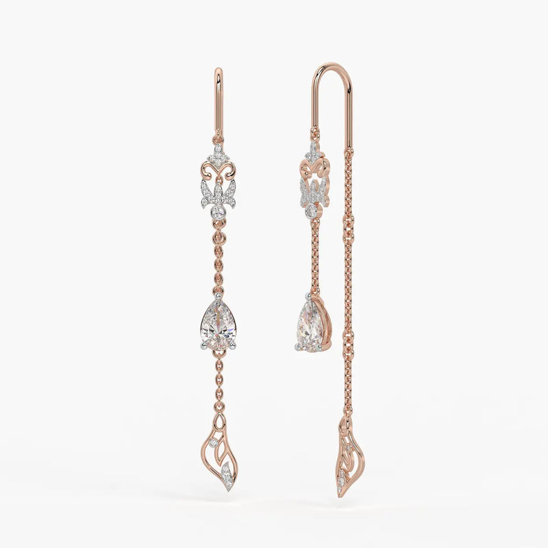 Emerald Tear Scroll Drop Earrings
