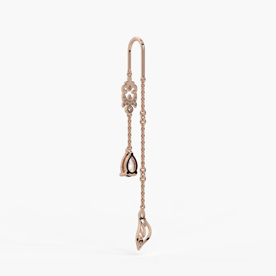 Emerald Tear Scroll Drop Earrings