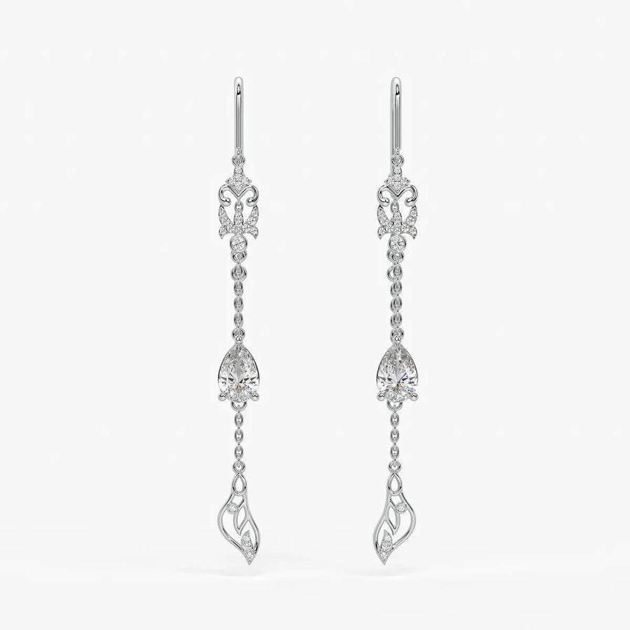 Emerald Tear Scroll Drop Earrings