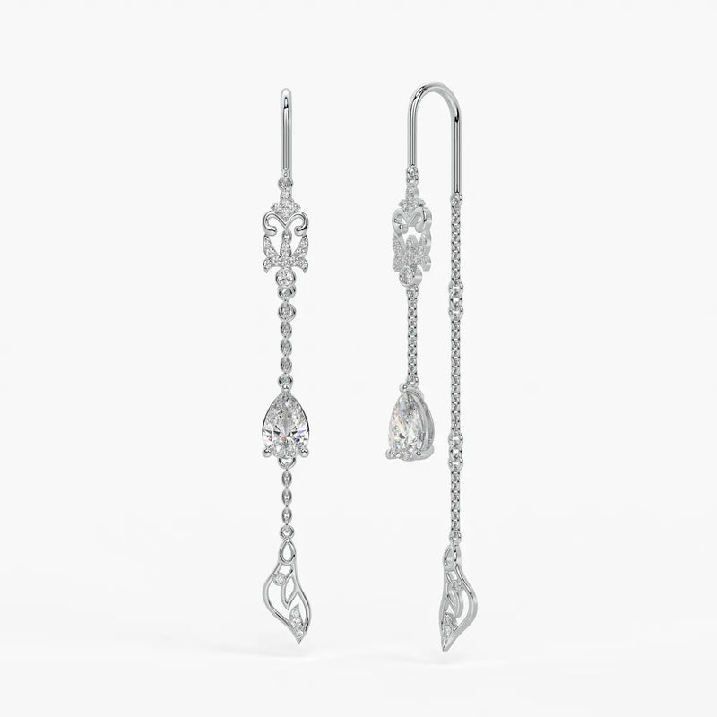 Emerald Tear Scroll Drop Earrings