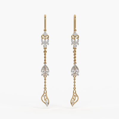 Emerald Tear Scroll Drop Earrings