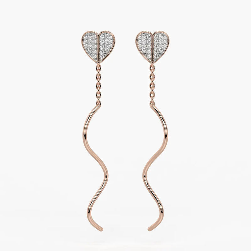 Heart Wave Chain Drop Earrings