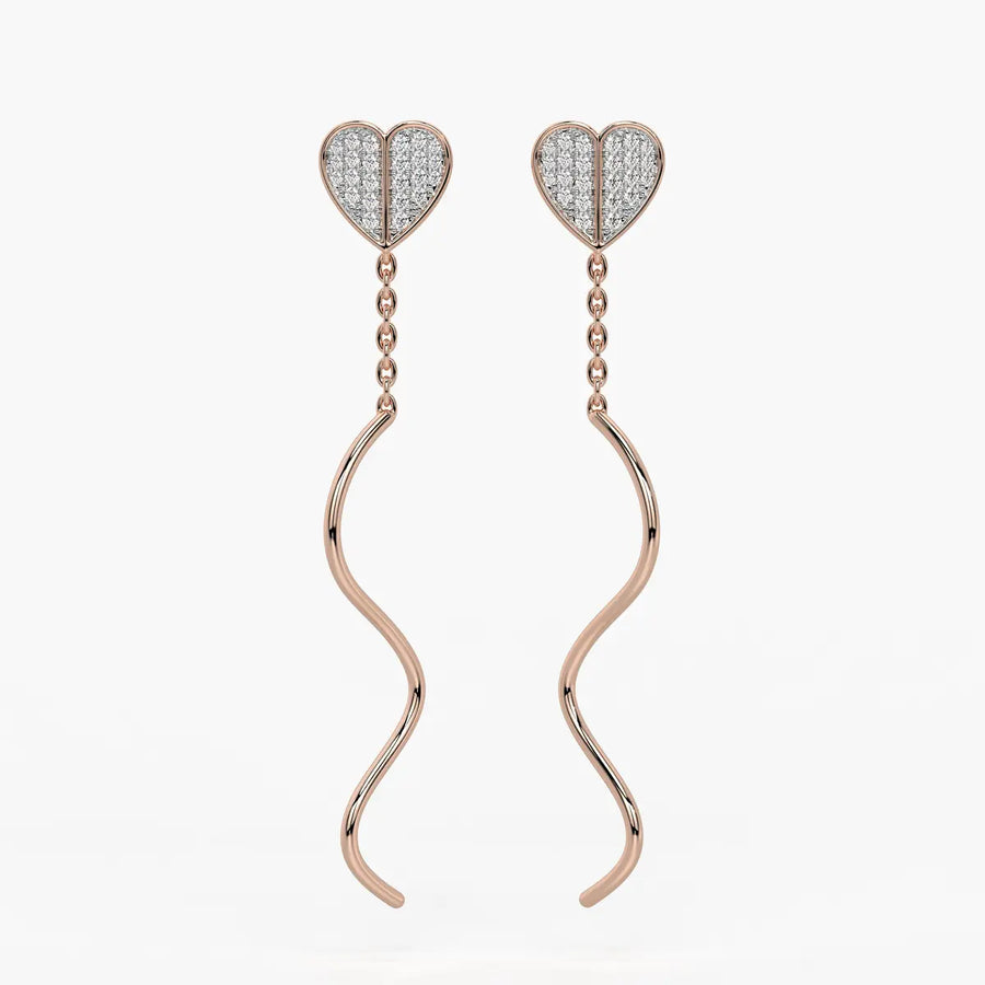 Heart Wave Chain Drop Earrings