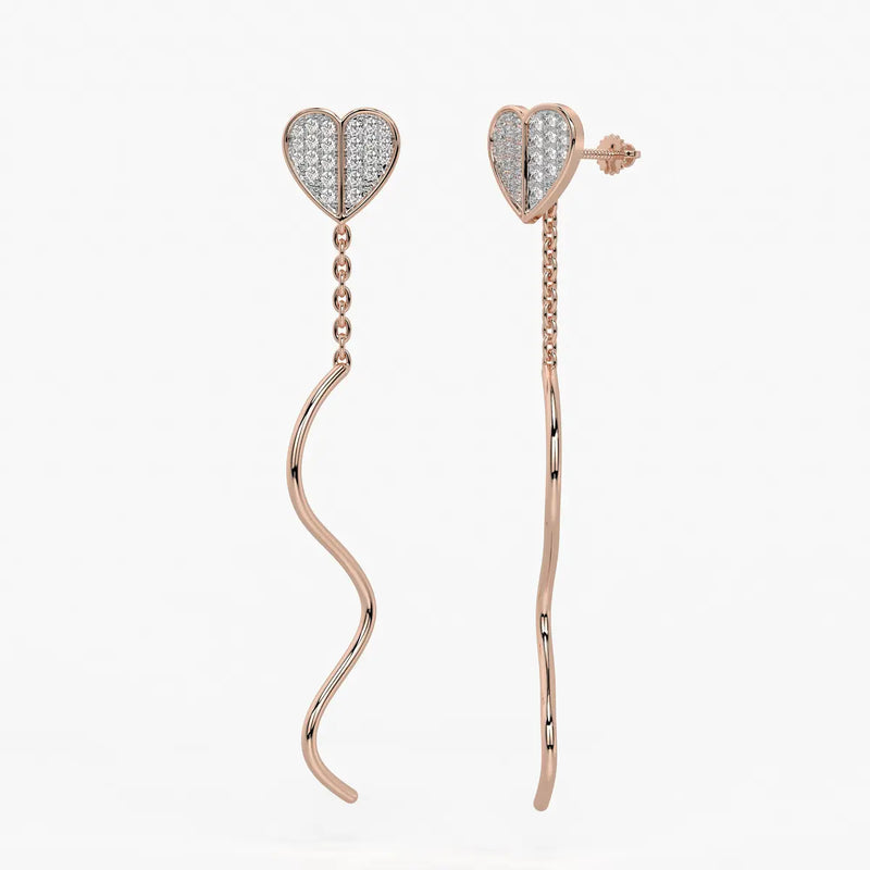 Heart Wave Chain Drop Earrings