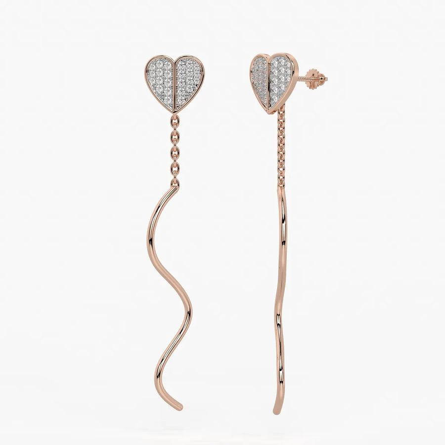 Heart Wave Chain Drop Earrings