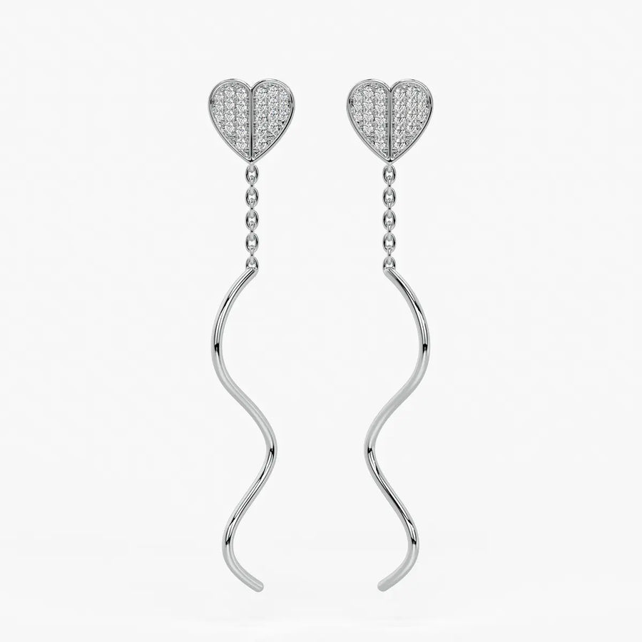Heart Wave Chain Drop Earrings