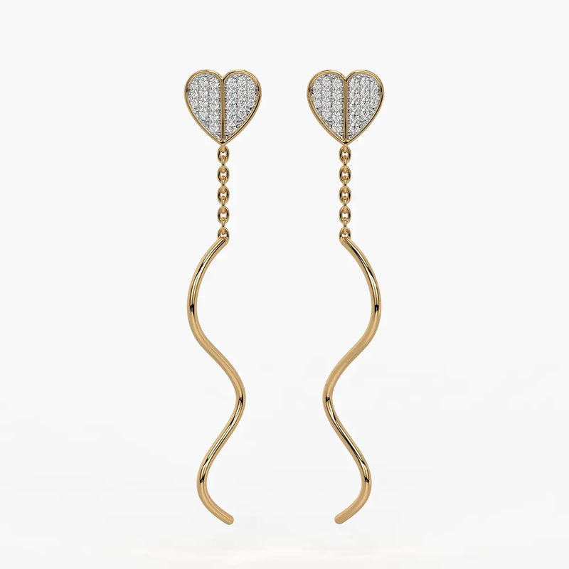 Heart Wave Chain Drop Earrings
