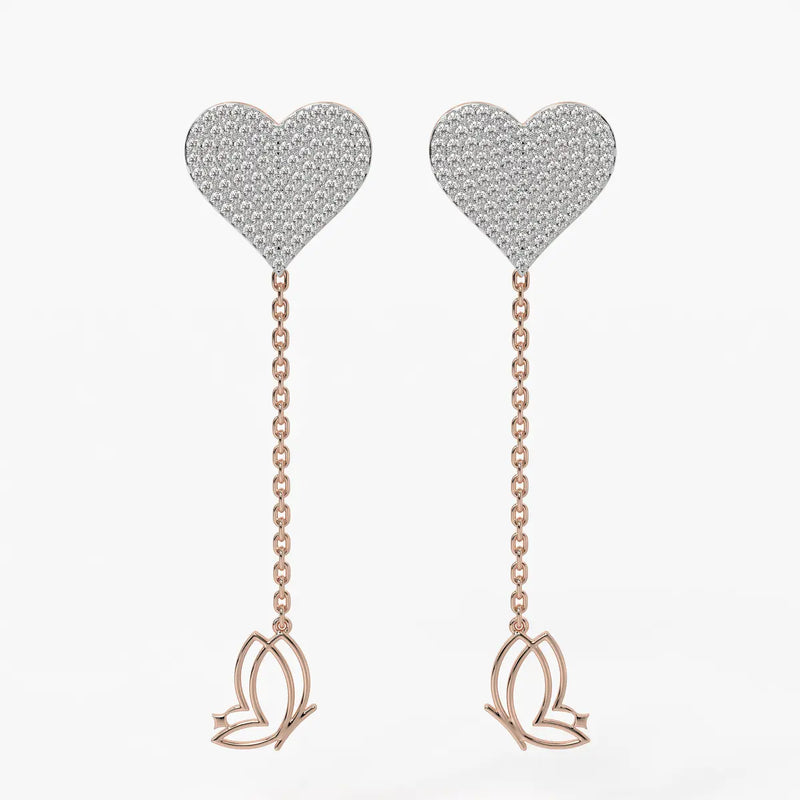 Heart Blossom Dangle Earrings