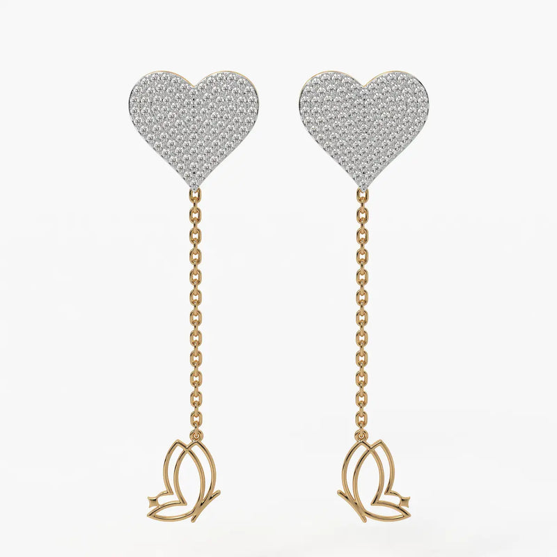 Heart Blossom Dangle Earrings