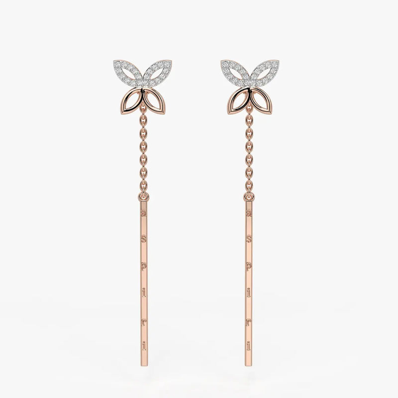 Butterfly Chain Bar Drop Earrings