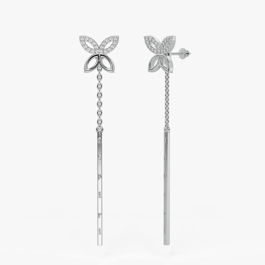 Butterfly Chain Bar Drop Earrings
