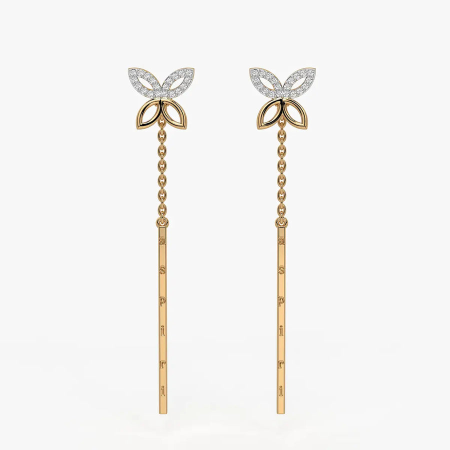 Butterfly Chain Bar Drop Earrings