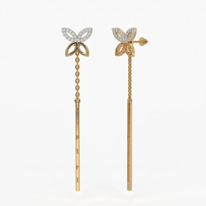 Butterfly Chain Bar Drop Earrings
