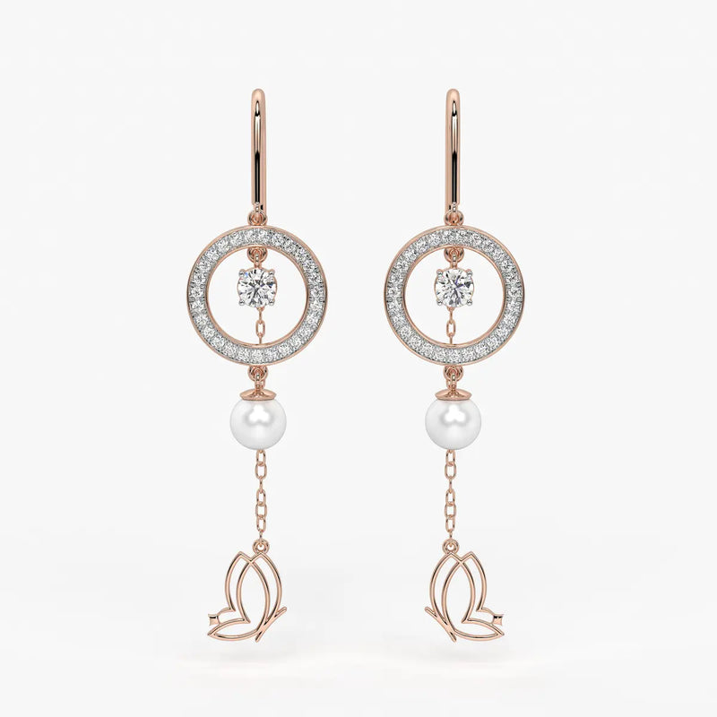 Halo Drop Butterfly Threader Earrings